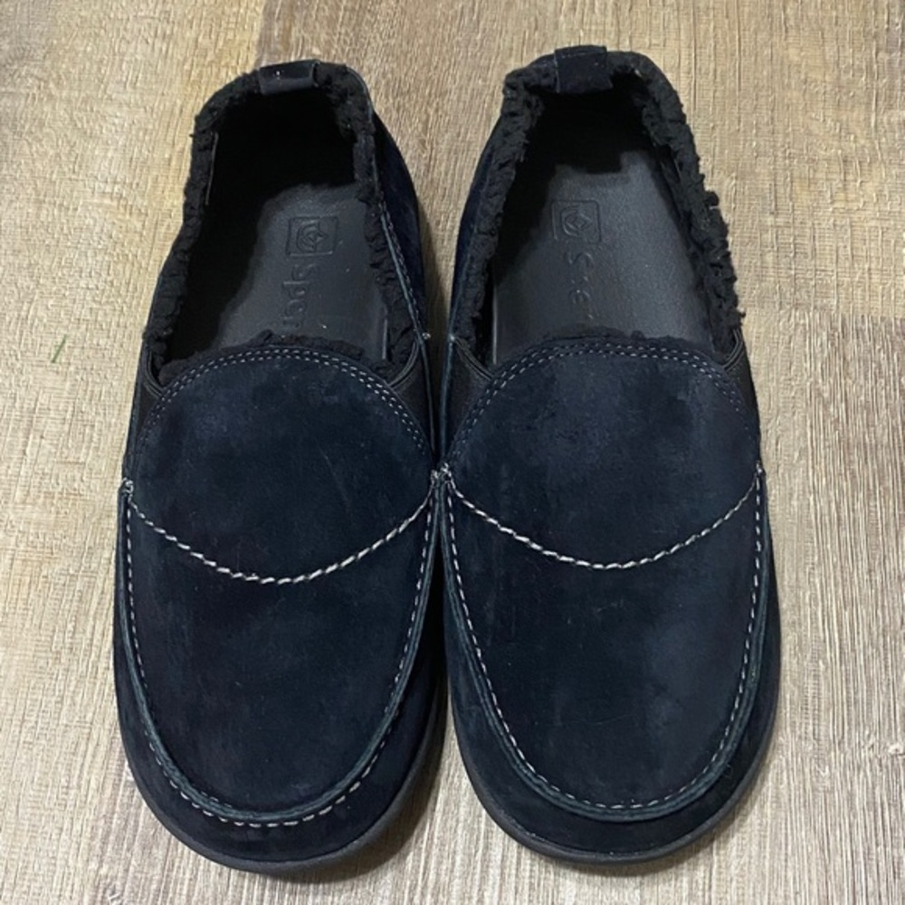 Spenco Black Siesta Cozy Slip On Suede Loafers 8.5 Wide